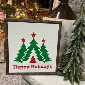 Festive Green and Red Holiday Sign